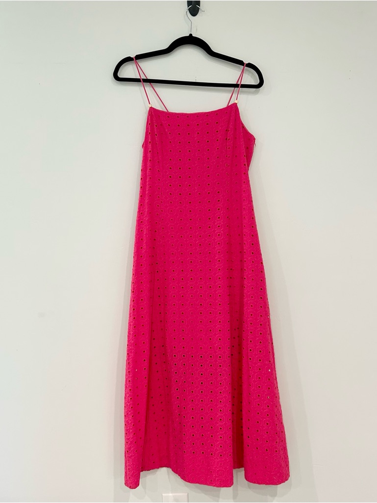 Melloday Hot Pink Maxi Dress With Tie Back And Beaded Details Large